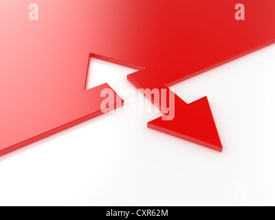 3D render di freccia rossa il concetto di connessione Foto Stock
