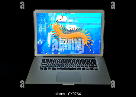 Virus, avviso di virus, Apple MacBook Pro, il computer portatile Foto Stock