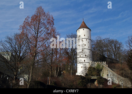 Weisser Turm, torre bianca, in Biberach, landmark, ex mura, Biberach an der Riss, Alta Svevia, Baden-Wuerttemberg Foto Stock