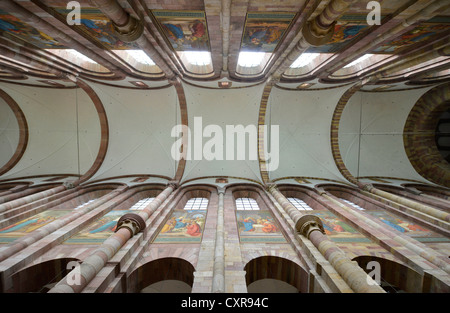 Johannes Schraudolph dipinto nella navata centrale, vista del soffitto, Cattedrale di Speyer, Imperial Basilica Cattedrale dell Assunzione e St Foto Stock