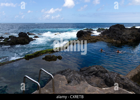 Piscine naturali in pietra lavica, Garachico, Nord Tenerife, Tenerife, Isole Canarie, Spagna, Europa meridionale Foto Stock