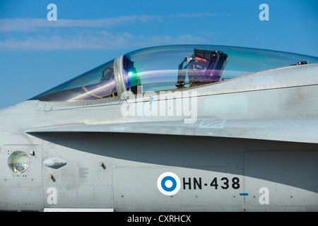 Cockpit di American carrier-based caccia-bombardieri e attaccare gli aeromobili McDonnell Douglas F/A-18 Hornet Foto Stock