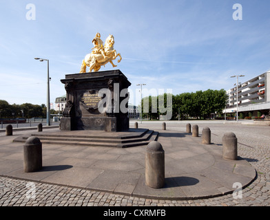 Statua equestre di Augusto II il Forte, Neustadt di Dresda, Sassonia, Germania, Europa PublicGround Foto Stock