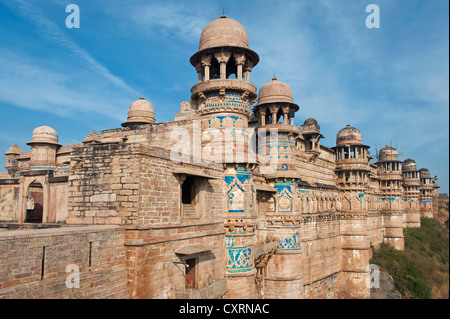 Hathi Pol o Elephant Gate, uomo Singh Palace, Gwalior Fort o fortezza, Gwalior, Madhya Pradesh, India, Asia Foto Stock