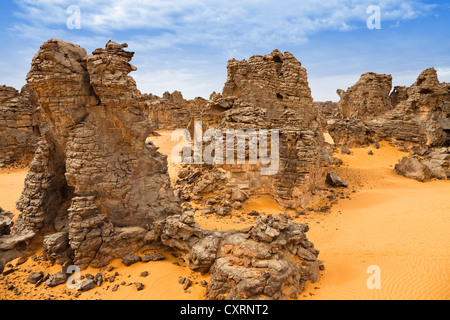 Deserto pietroso, Tassili Maridet, Libia, Sahara, Africa Settentrionale, Africa Foto Stock