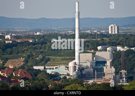 EnBW power plant e impianto di incenerimento dei rifiuti in Stuttgart-Muenster, Stoccarda, Baden-Wuerttemberg, Germania, Europa Foto Stock