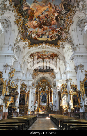 Vista interna, Marienmuenster-Mariae-Assunta la chiesa, Diessen sul lago Ammer, Baviera, Germania, Europa Foto Stock