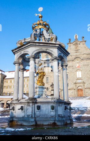 Maria è bene, Benedettina Abbazia di Einsiedeln, monastero, luogo di pellegrinaggio, Einsiedeln, Canton Svitto, Svizzera, Europa Foto Stock