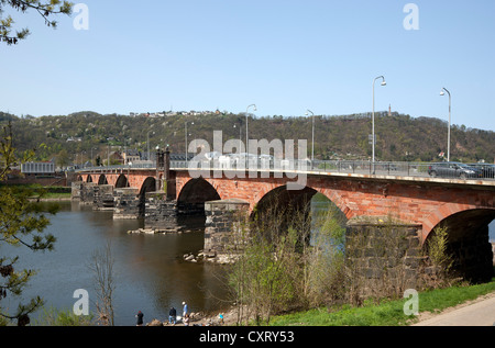 Roemerbruecke ponte romano sul Mosella, Sito Patrimonio Mondiale dell'UNESCO, Trier, Renania-Palatinato, PublicGround Foto Stock