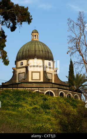 Chiesa delle beatitudini, sito del Discorso della Montagna, Mare di Galilea, Israele, Medio Oriente Foto Stock