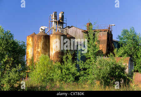 Abbandonato silos per il grano, tipico delle reliquie dei tempi sovietici, Lituania, Europa PublicGround Foto Stock