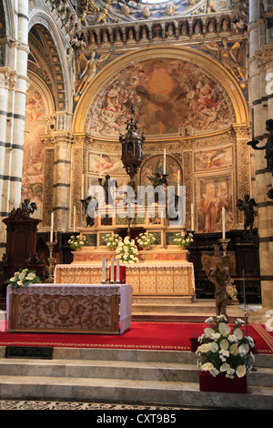 Altare, Siena Cattedrale o Duomo di Santa Maria Assunta a Siena, Toscana, Italia, Europa Foto Stock