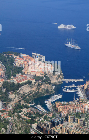 Città vecchia di Monaco, dal Tête du Chien, Côte d'Azur, Principato di Monaco, Mediterraneo, Europa Foto Stock