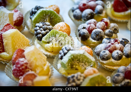 Piccole Tortine con frutti in una pasticceria, cake shop, Roma, Regione Lazio, Italia, Europa Foto Stock