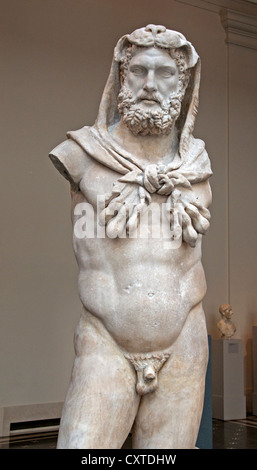 Statua in marmo di un barbuto Hercules Romana periodo Flaviano 68-98 ANNUNCIO Foto Stock