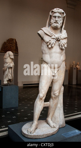 Statua in marmo di un barbuto Hercules Romana periodo Flaviano 68-98 ANNUNCIO Foto Stock