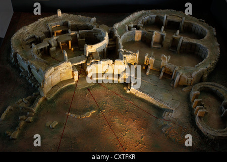 Modello in scala di Hagar Qim e Mnajdra templi megalitici di Malta, 14 giugno 2012. Foto Stock