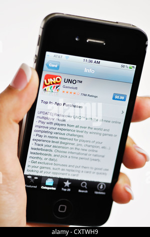 IPhone - Onu gioco app Foto Stock