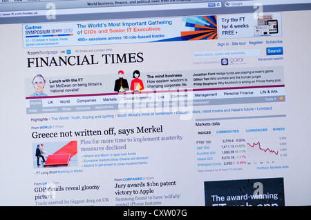 Il sito del Financial Times - online notizie finanziarie Foto Stock