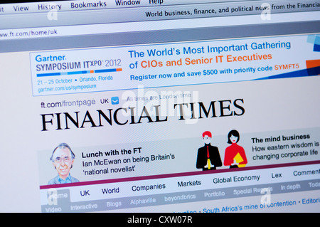 Il sito del Financial Times - online notizie finanziarie Foto Stock