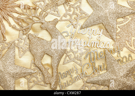 Raccolta di glitter decorazioni di Natale. Foto Stock