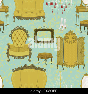 Modello senza cuciture con mobili antichi Foto Stock