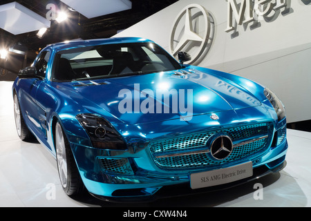 Prima mondiale di Mercedes Benz SLS AMG Electric Drive sportscar al Paris Motor Show 2012 Foto Stock