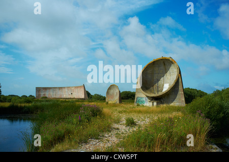 Early warning specchi del suono a Denge vicino a Dungeness Kent REGNO UNITO Foto Stock