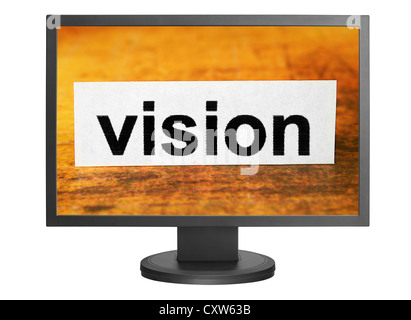 Testo di visione sul monitor Foto Stock