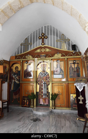 Vista interna della chiesa dei Santi Costantino ed Elena a Kato Gouves, Creta, Grecia Europa meridionale Foto Stock