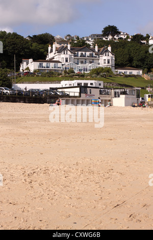 Carbis Bay Hotel e Spiaggia di Carbis Bay, St Ives, Cornwall Foto Stock