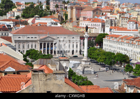 Teatro Nazionale, Praça Dom Pedro IV, Lisbona Foto Stock