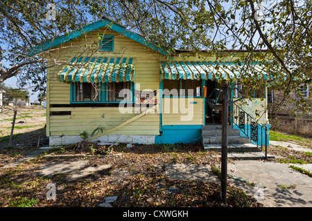 Casa in bassa 9. Ward danneggiato dall'uragano Katrina, New Orleans, Louisiana Foto Stock