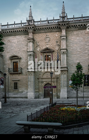 Facciata del palazzo di Santa Cruz inaugurato nel xv secolo come Colegio Mayor della città di Valladolid. Primo Rinascimento mostra d arte in Spagna. Foto Stock