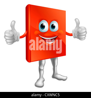 Illustrazione di un felice cartoon libro rosso uomo facendo un pollice in alto Foto Stock