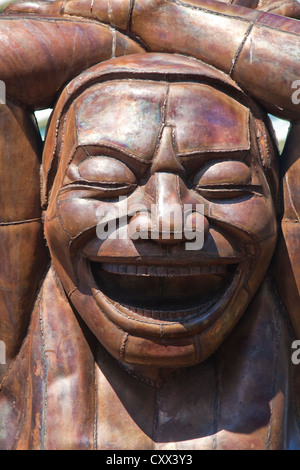 "Incredibile risate' sculture dell'artista Yue Minjun, in Vancouver, Colombia britannica, Canada. Foto Stock