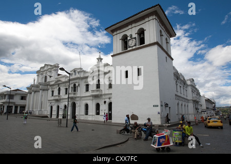Torre dell'Orologio, plaza centrale, centro storico, Popayan, Colombia Foto Stock
