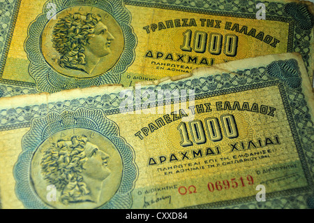 1000 Dracme greche, banconote 1941 Foto Stock