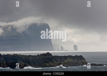 Vista dal traghetto "Norroena' per le isole Faerøer, Danimarca, Europa Foto Stock