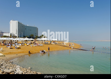 Spiaggia, Ein Bokek En Boqeq, Mar Morto, Israele, Medio Oriente Foto Stock