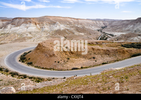 Strada vicino a Mitzpe Ramon, deserto del Negev, Israele, Medio Oriente e Asia sud-ovest Foto Stock