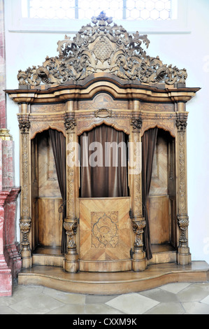 Confessionale, Basilica di San Martino a Weingarten, Baden-Wuerttemberg Foto Stock