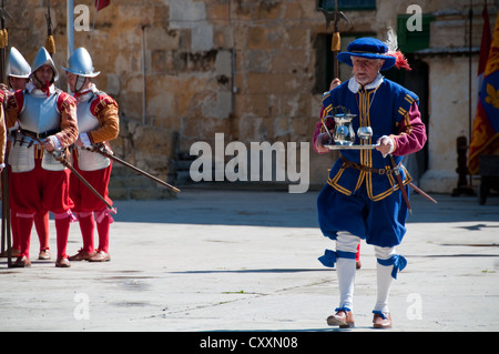 'Il Guardia' garrison rievocazione dei Cavalieri di San Giovanni a Fort St. Elmo, Valletta, Malta Foto Stock