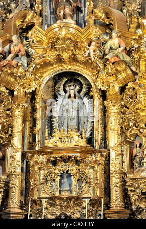 Vista in dettaglio, altare, Iglesia de Santa Maria de la Asunción, Arcos de la Frontera, la provincia di Cadiz Cadice, Andalusia, Spagna, Europa Foto Stock