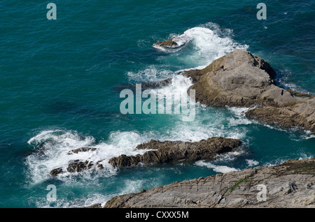 Le formazioni rocciose sulla costa, New Plymouth, Isola del nord, Nuova Zelanda Foto Stock