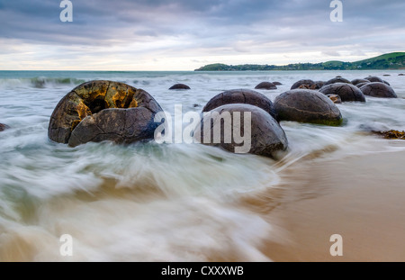 Moeraki Boulders, rocce sferiche, East Coast, Otago, Isola del Sud, Nuova Zelanda, Oceania Foto Stock