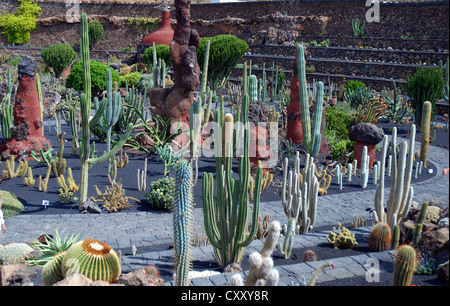 El Jardín de Cactus, il giardino dei cactus, Tenerife. Questa è stata una delle ultime opere del famoso artista di lanzarote César Manrique. Foto Stock