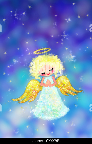 La devota Christmas Angel, illustrazione Foto Stock