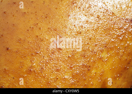 Pollo arrosto, fritto, vista in dettaglio della pelle Foto Stock