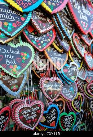 Cuori di panpepato, Oktoberfest Monaco di Baviera Foto Stock